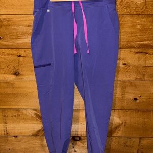 Dark purple scrubs medium top and medium petite joggers